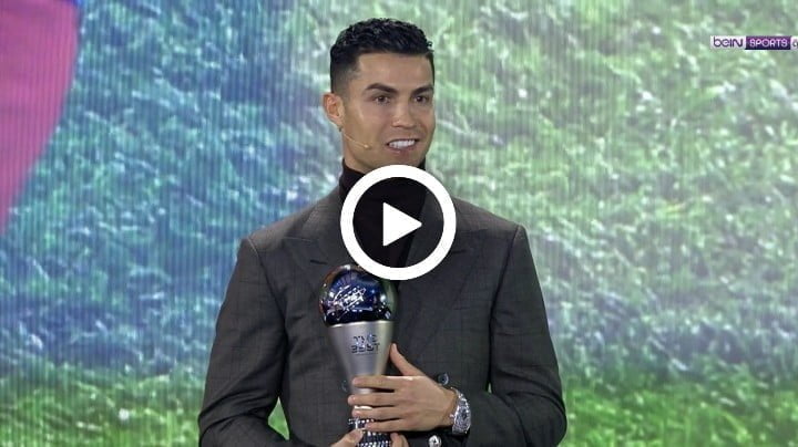 Video: Cristiano Ronaldo receiving his special award making a special entry