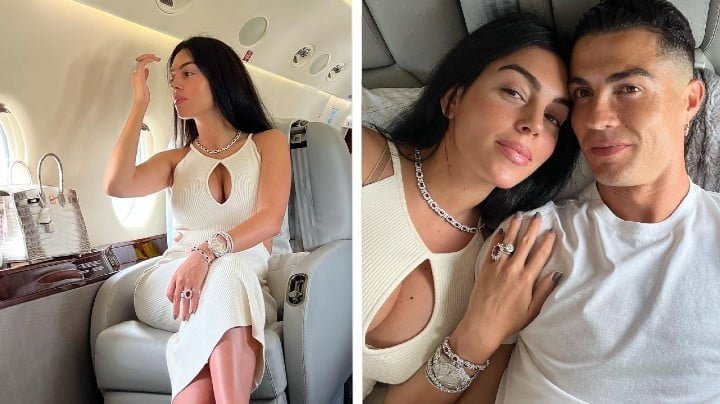 "With the man of my dreams" - Georgina Rodriguez poses inside a private plane with Manchester United superstar Cristiano Ronaldo