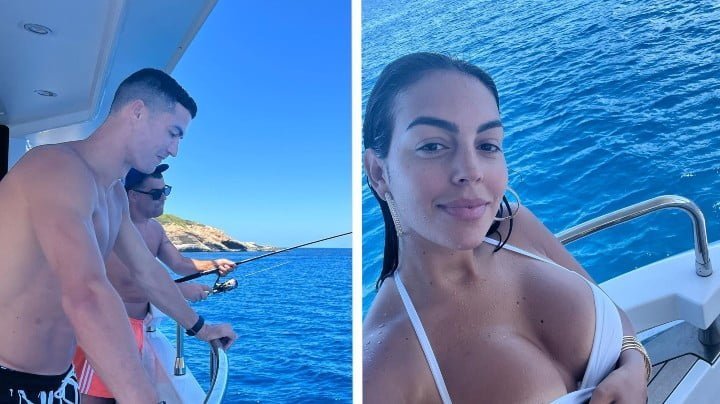 Cristiano Ronaldo and Georgina Rodriguez relax aboard a private yacht during their holiday in IbizaCristiano Ronaldo and Georgina Rodriguez relax aboard a private yacht during their holiday in Ibiza