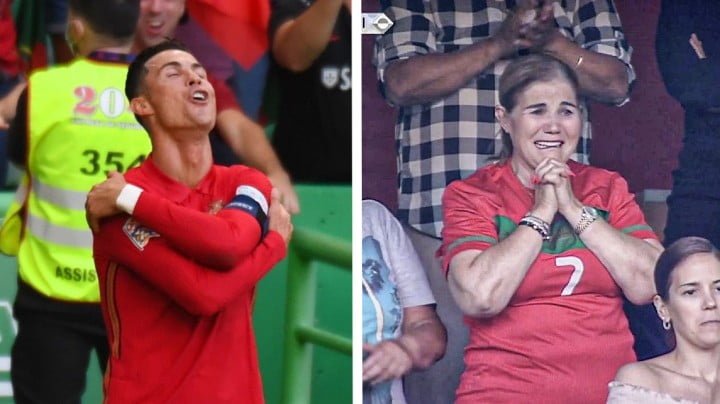 Cristiano Ronaldo's mother is in tears as the Portuguese superstar extends his international goal count to 117