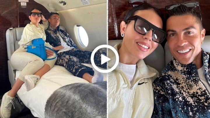 Video: Cristiano Ronaldo and Georgina Rodriguez lovely moment in aircraft
