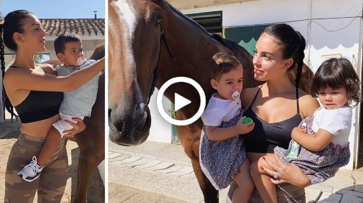 Video: Cristiano Ronaldo fiancée Georgina teaches children to ride a horse