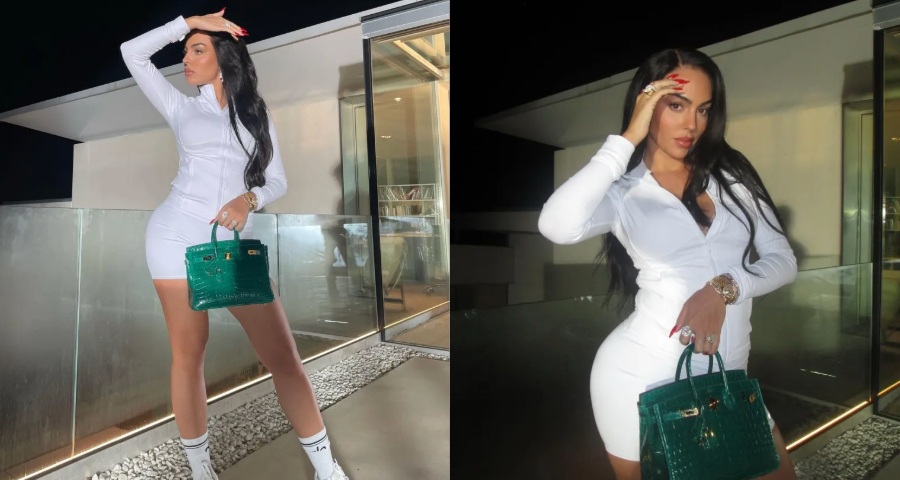 Georgina Rodriguez, Cristiano Ronaldo’s Partner, Showcases Her Stunning Figure in a Form-Fitting White Ensemble