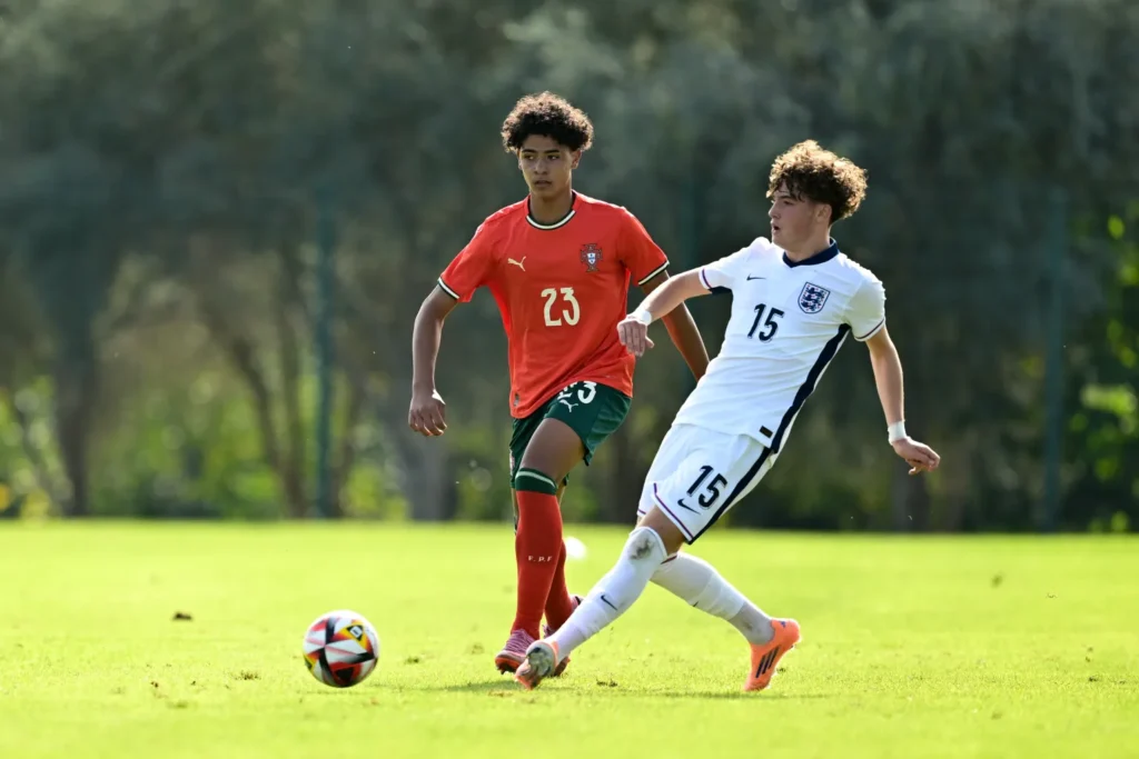 Cristiano Jr, 15, featured for Portugal’s under-16 side in their 2-1 win over England in the Football Federations Cup final on Wednesday.